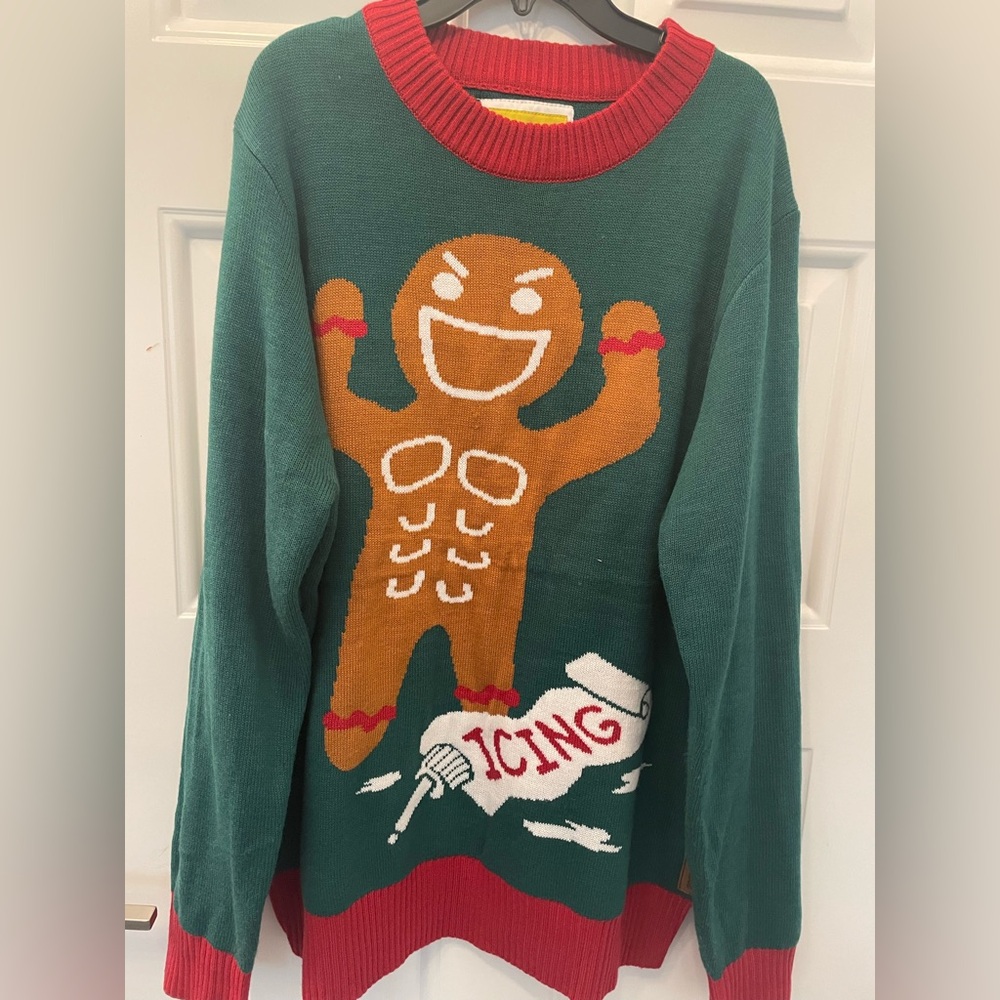 Angry gingerbread man Xmas sweater